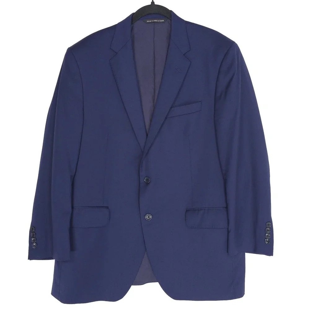 COPPLEY 1883‎ LORO PIANA S130s Wool Suit 44W 34X29 Navy Canada Made Italy Woven